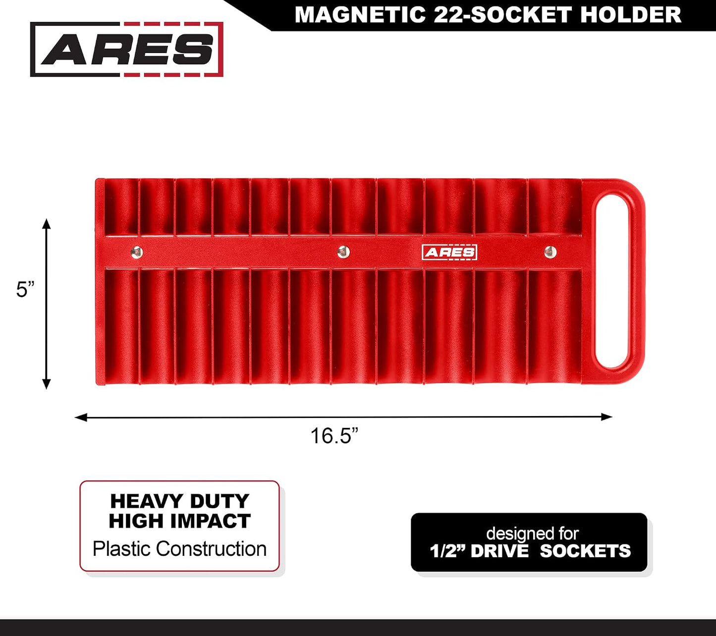 Soporte magnético rojo para llaves 1/2" 11 enchufes