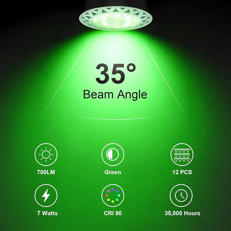 Bombilla LED MR16 7W 12V luz verde 700lm 35°