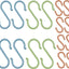 Set 16 ganchos plástico forma S 8 tamaños rosa verde azul