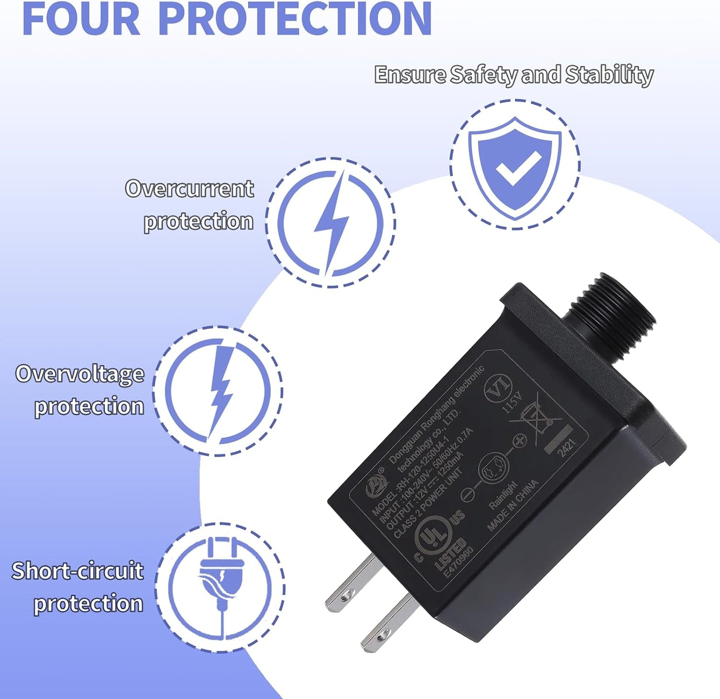 2 Adaptadores inflables 12V 1.25A para decoración patio