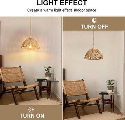 Lámpara colgante mimbre estilo granja 1 luz