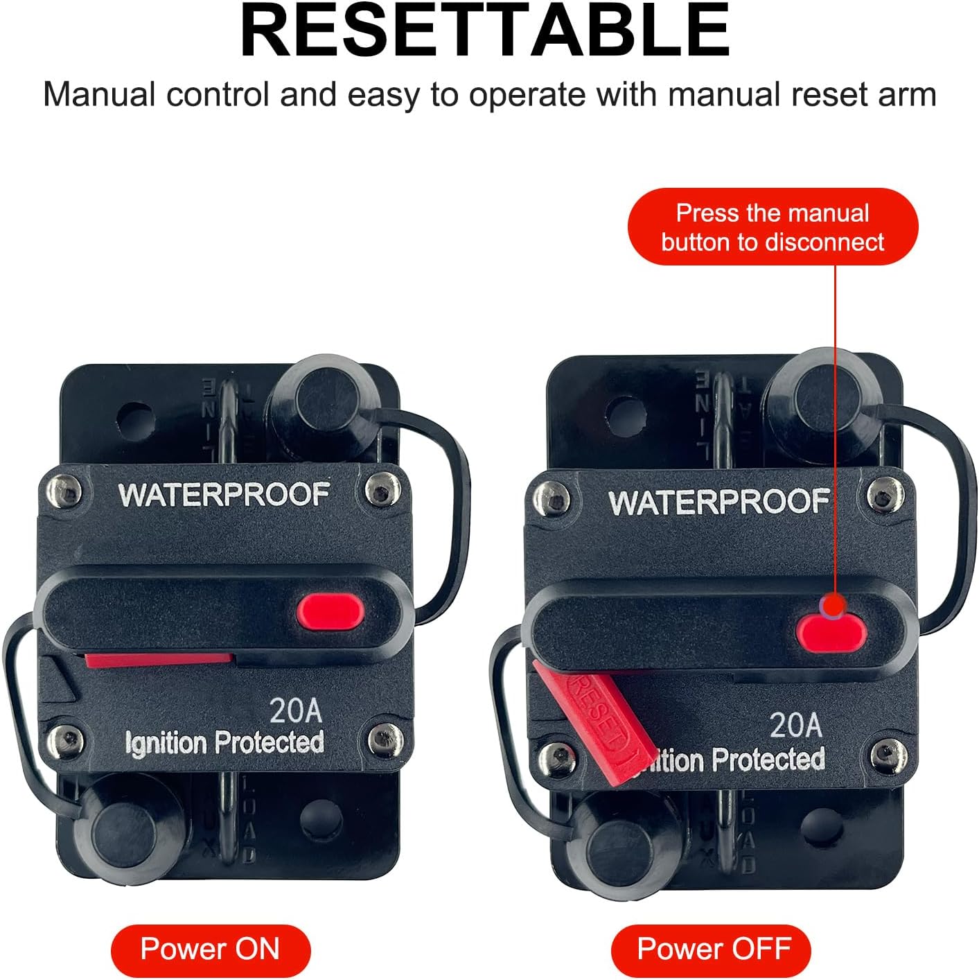 Interruptor 20A 12-48V DC para motor barco
