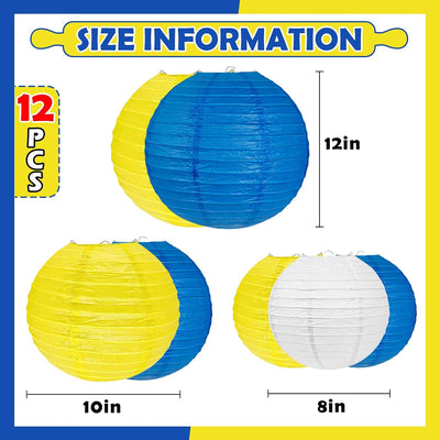 12 Pzas Linternas Papel Colgantes 8-12pulg para Fiestas