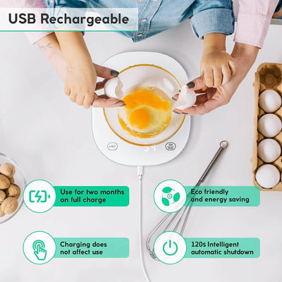 Báscula cocina digital 22lb con app nutricional recargable USB