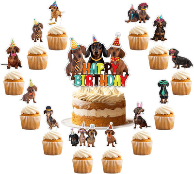 25 Adornos Tartas Perro Salchicha para Fiestas
