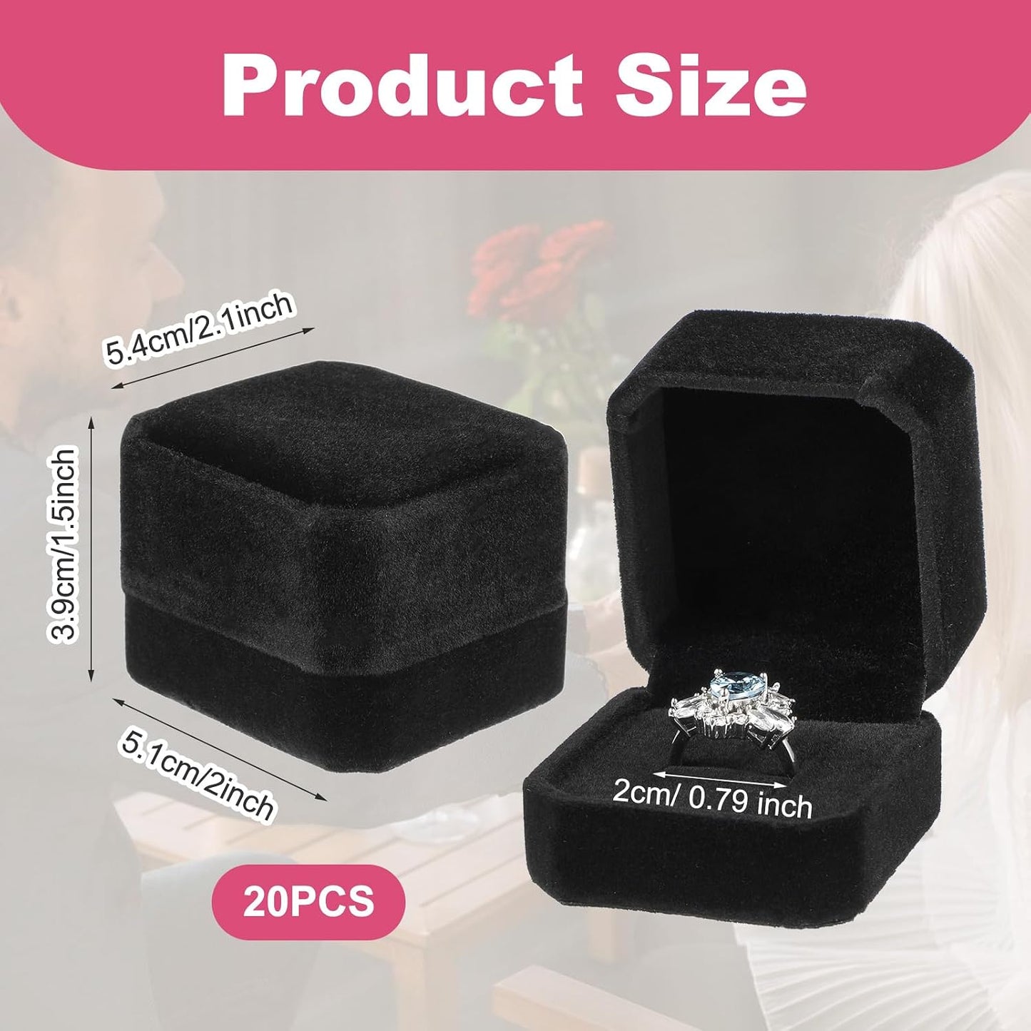 20 Cajas Terriopelo Anillos Boda Soporte Aretes Regalo