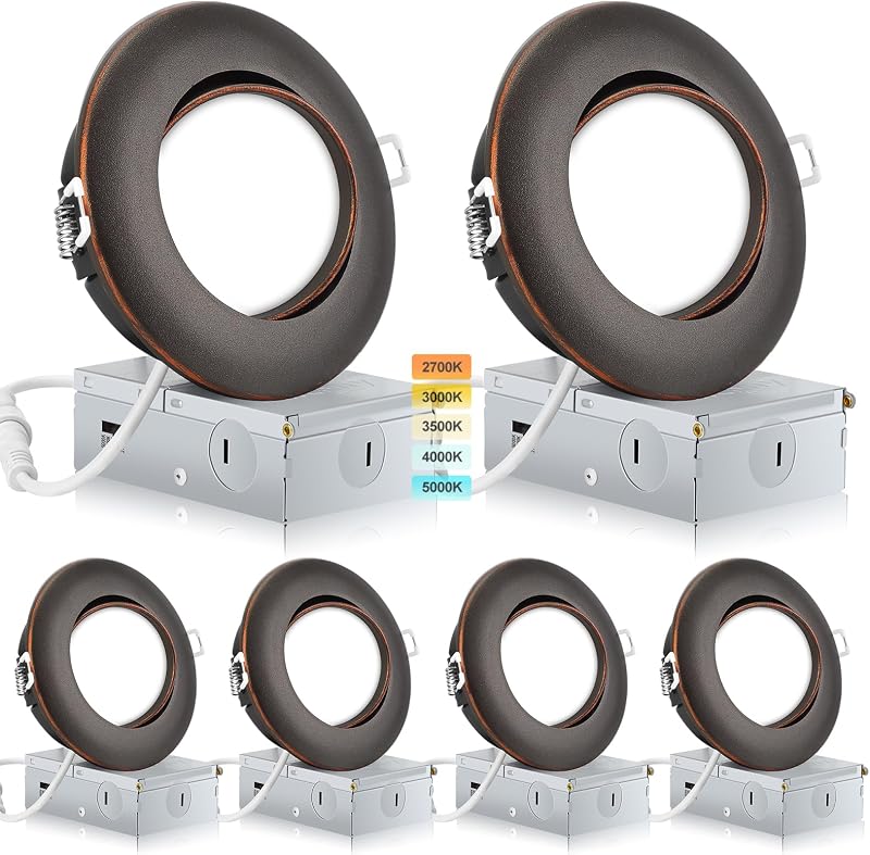 Luz empotrable bronce 4" regulable set 6 9W IC