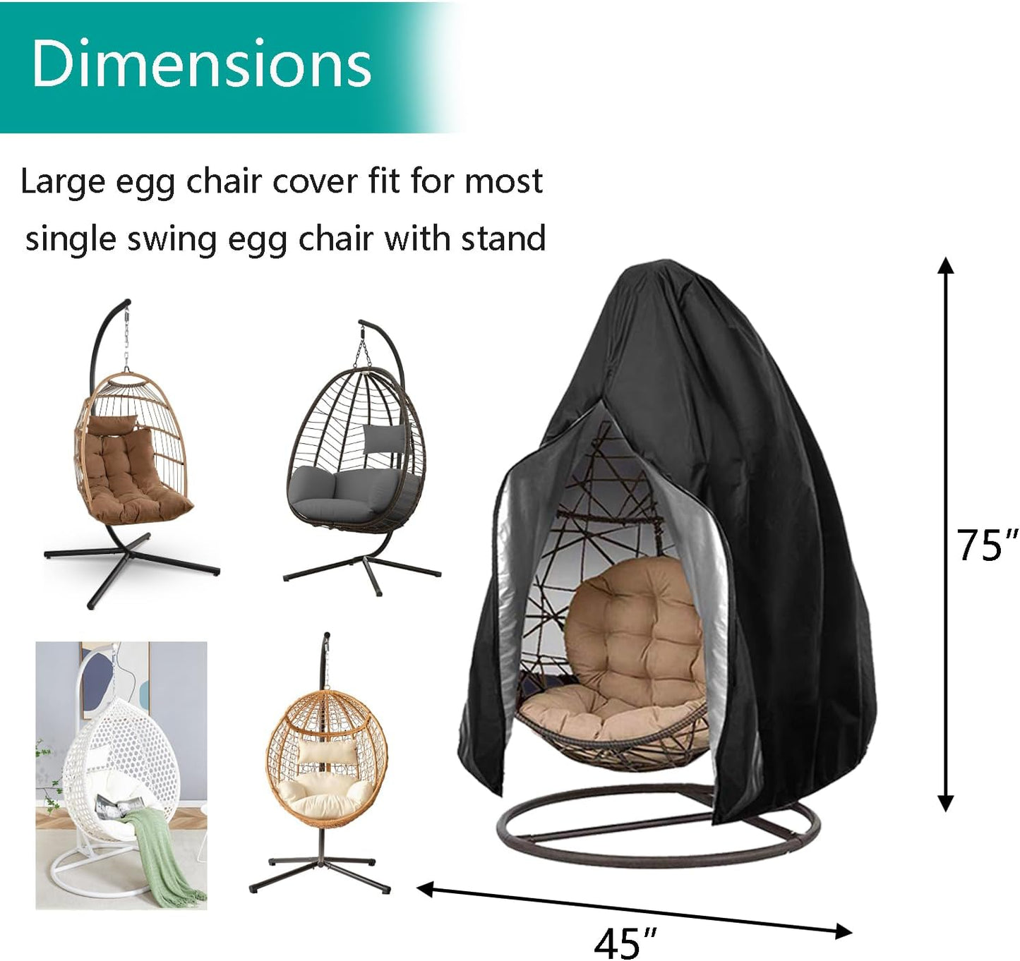 Fundas sillas tipo huevo patio con cremallera impermeables