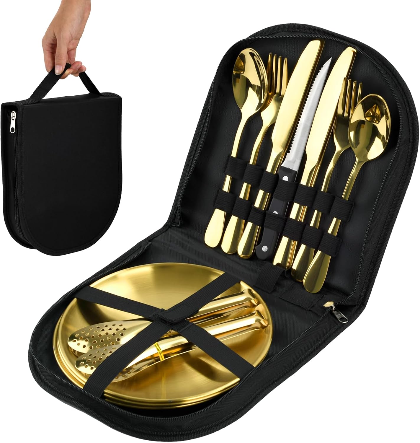 Set 20 Pzas Cubiertos Acero Inox Dorado