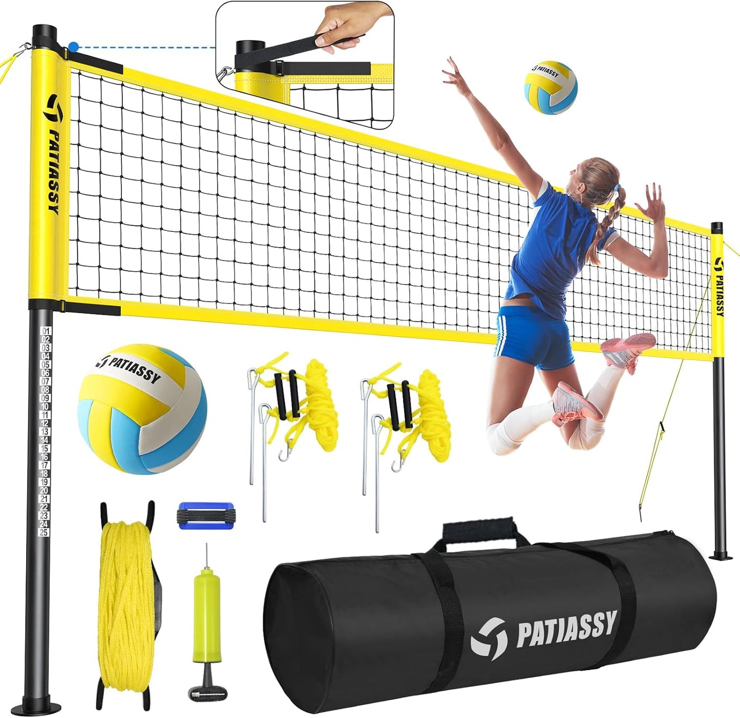Sistema voleibol exterior portátil poste ajustable