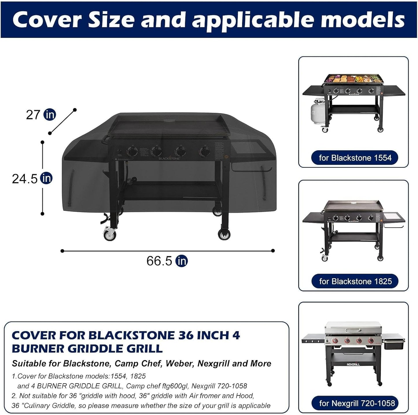 Cubierta para plancha Blackstone 36" impermeable 1554 1825