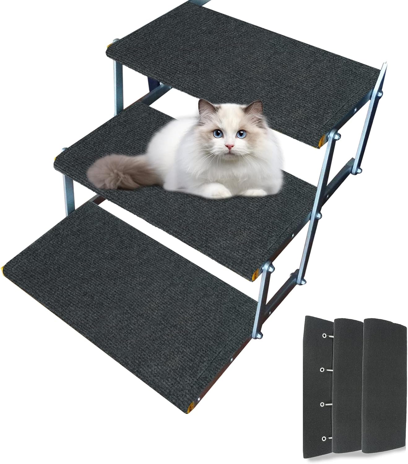 3 Fundas Escalones Caravana 23" con Ganchos Gris