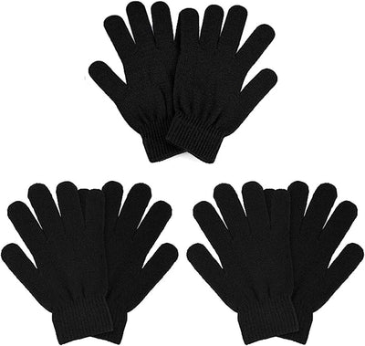 3 Pzas Guantes Invierno Cálidos Elásticos Unisex Negro