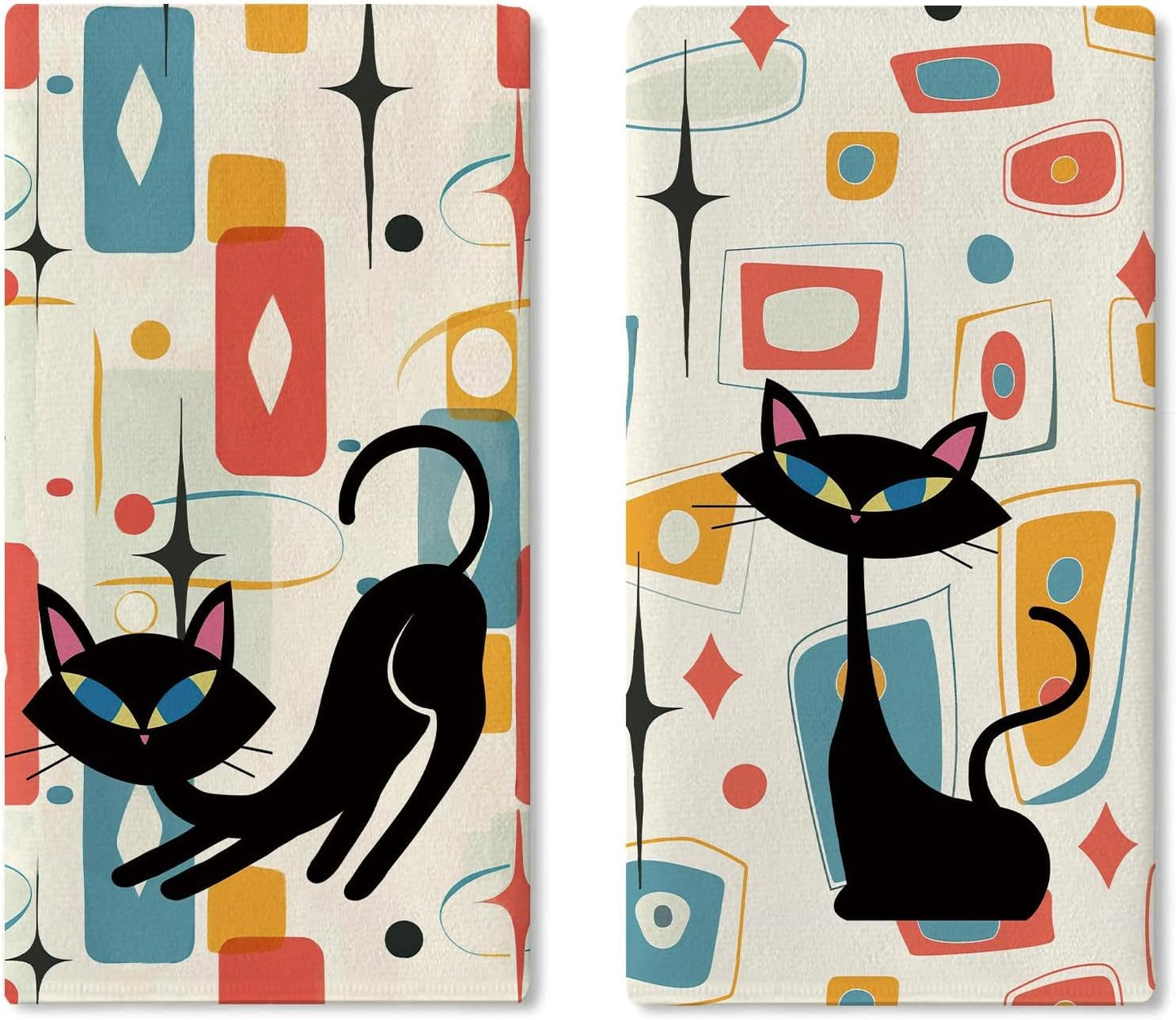 Set 2 Servilletas cocina estilo Mid Century abstracta 18x26