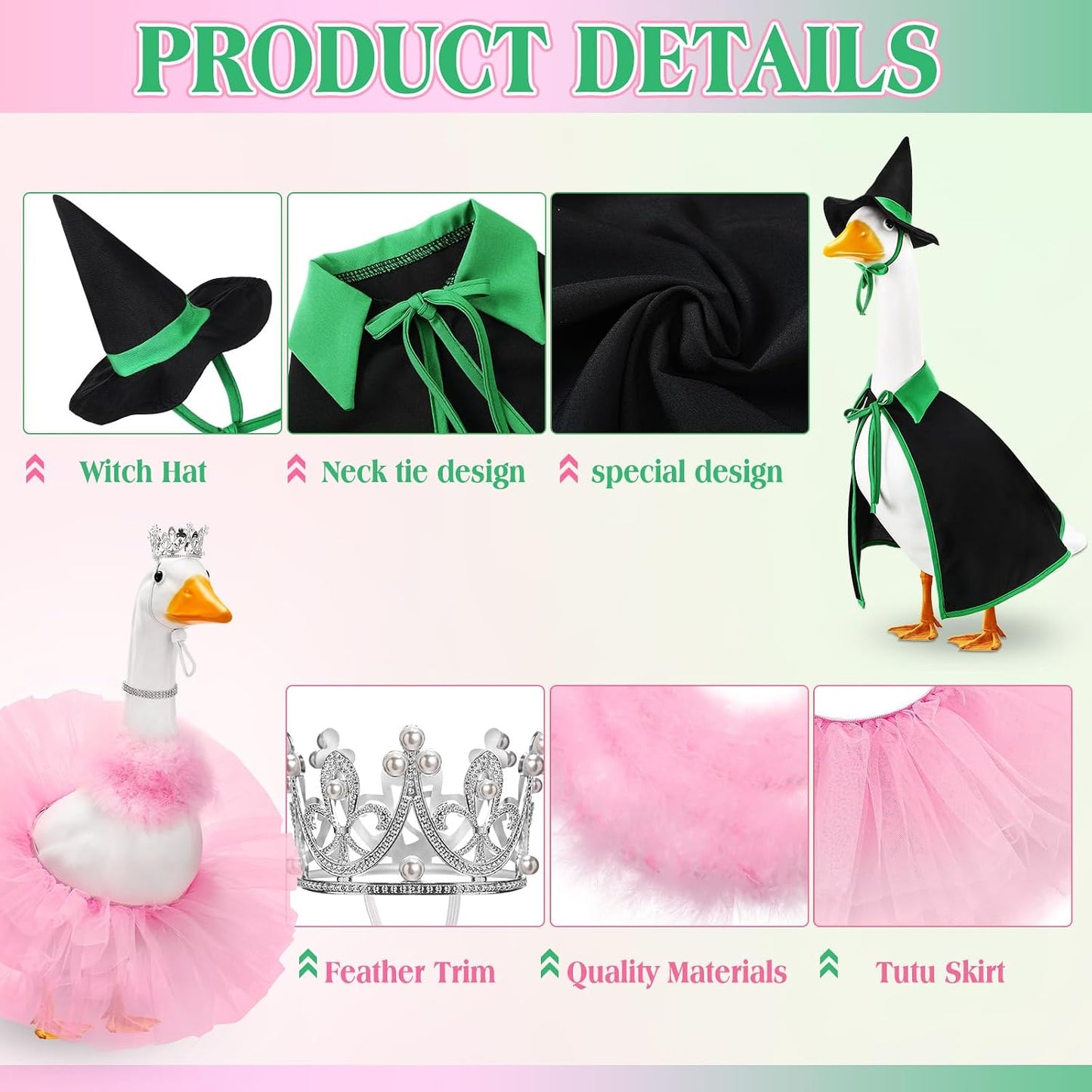 2 Trajes Princesa Bruja con Capa Falda Tutú Collar Corona