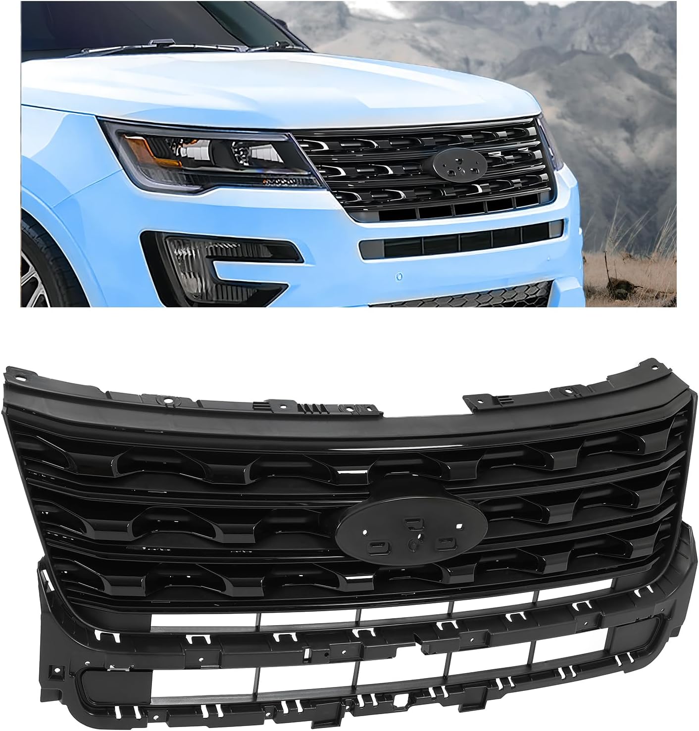 Rejilla delantera comp Ford Explorer 16-17 color negro