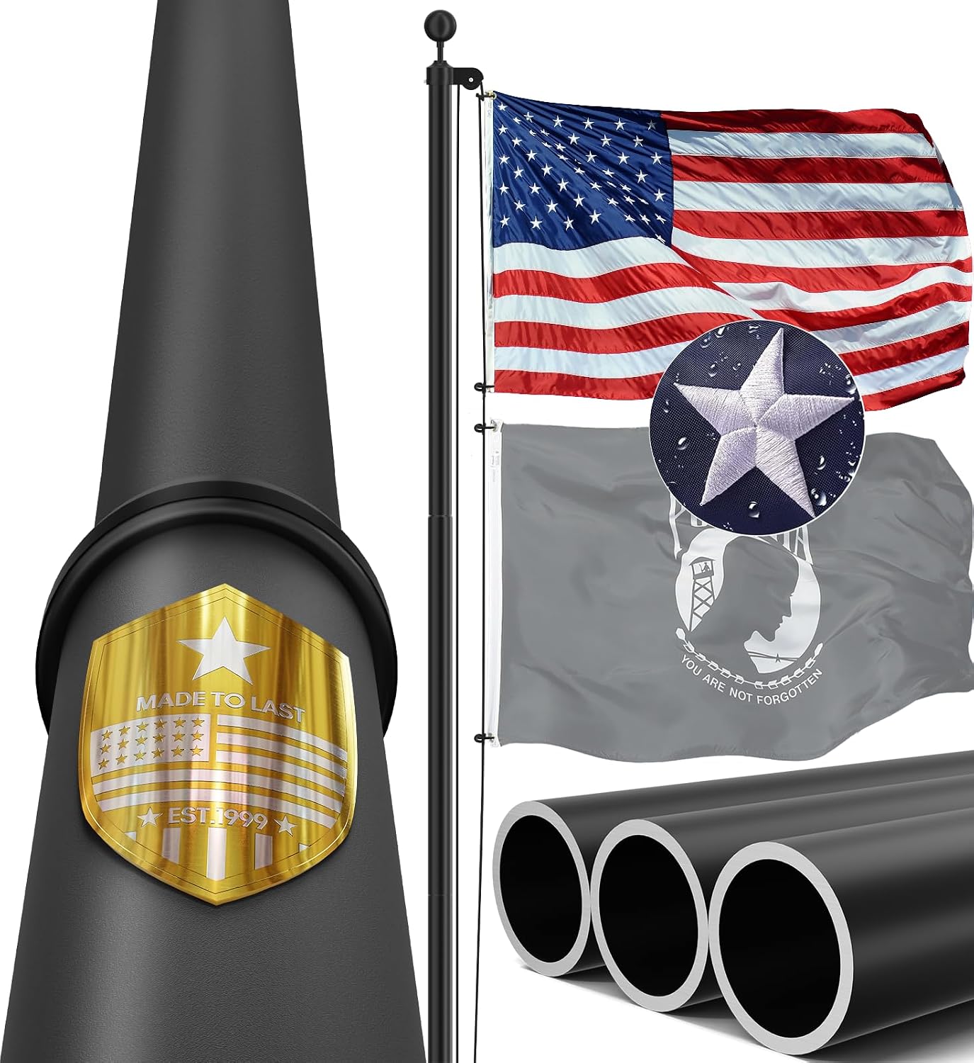 Kit poste bandera aluminio 25ft resistente viento 100mph