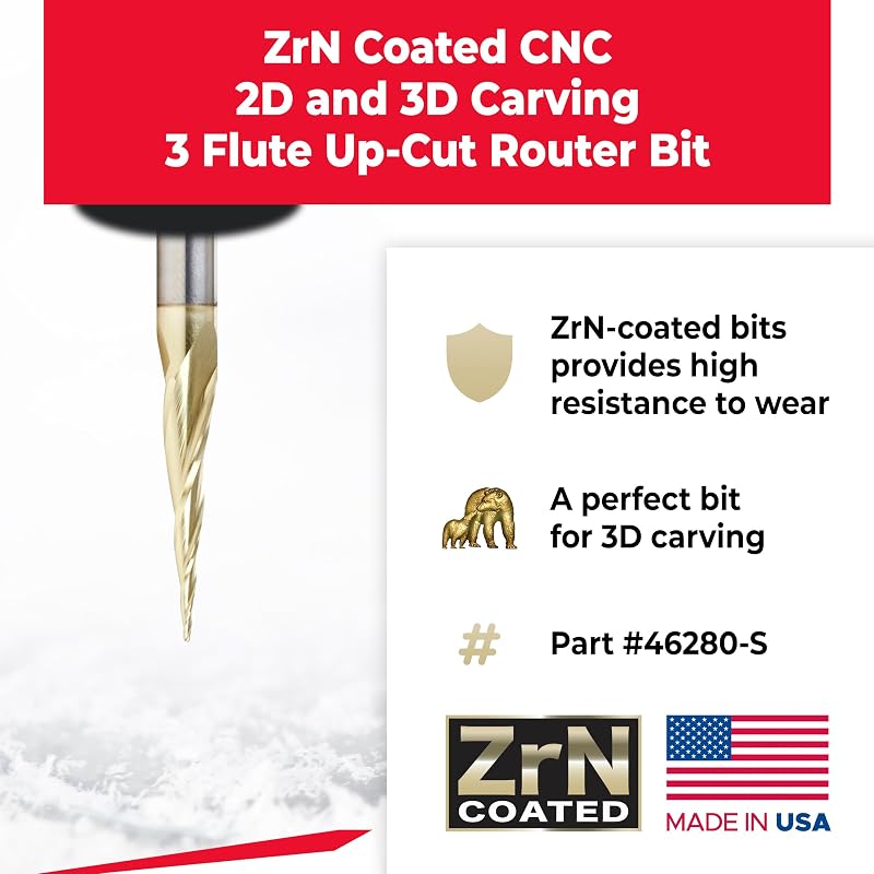 Brocas enrutador CNC espiral 6.2 grados