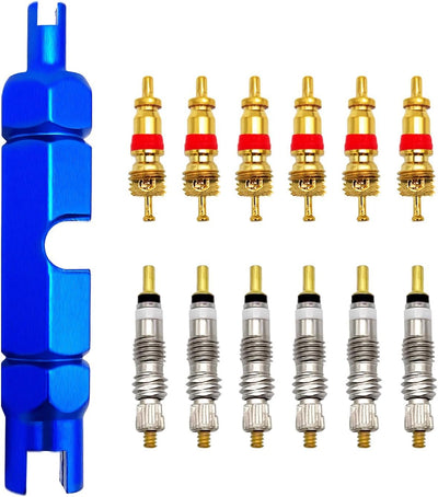 Kit herramientas extracción núcleo válvula bicicleta 12 pzas azul