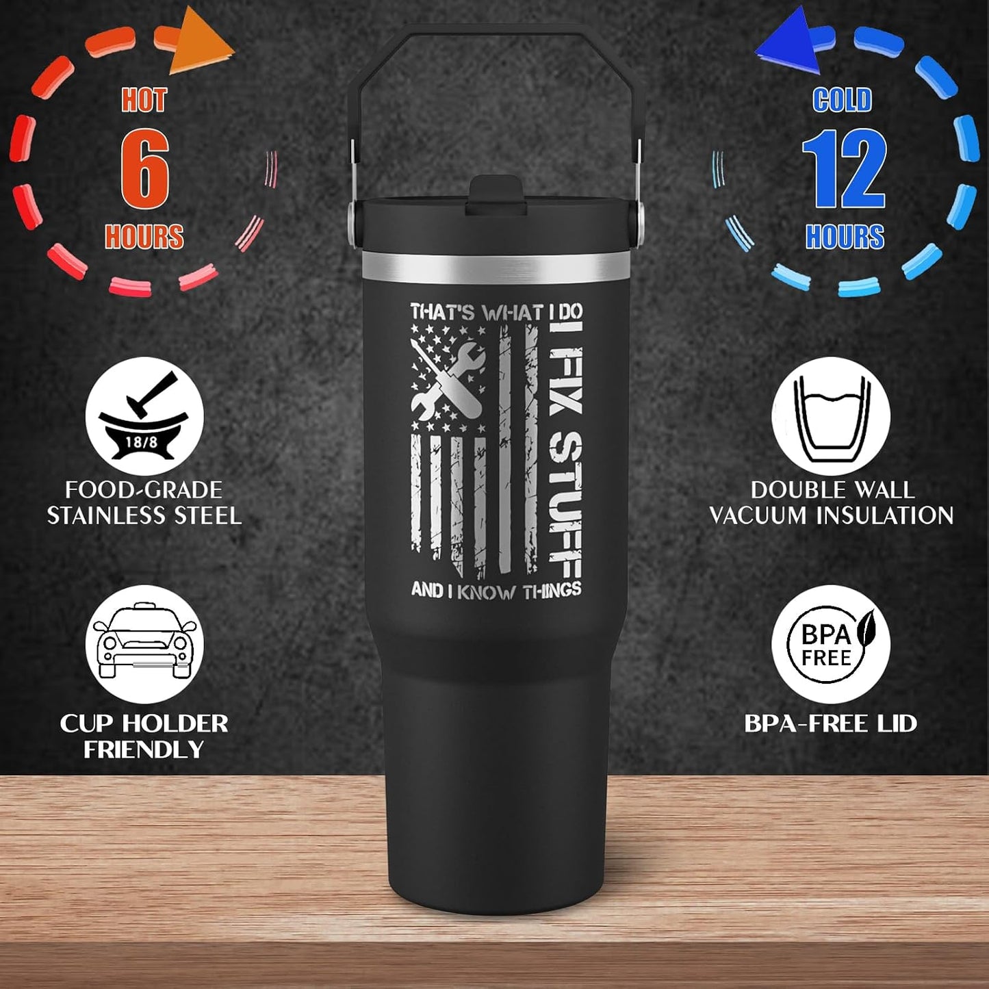 Vaso aislado 30oz con asa regalo día del padre