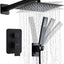 Set grifo ducha negro mate 12" cabezal lluvia cuadrado