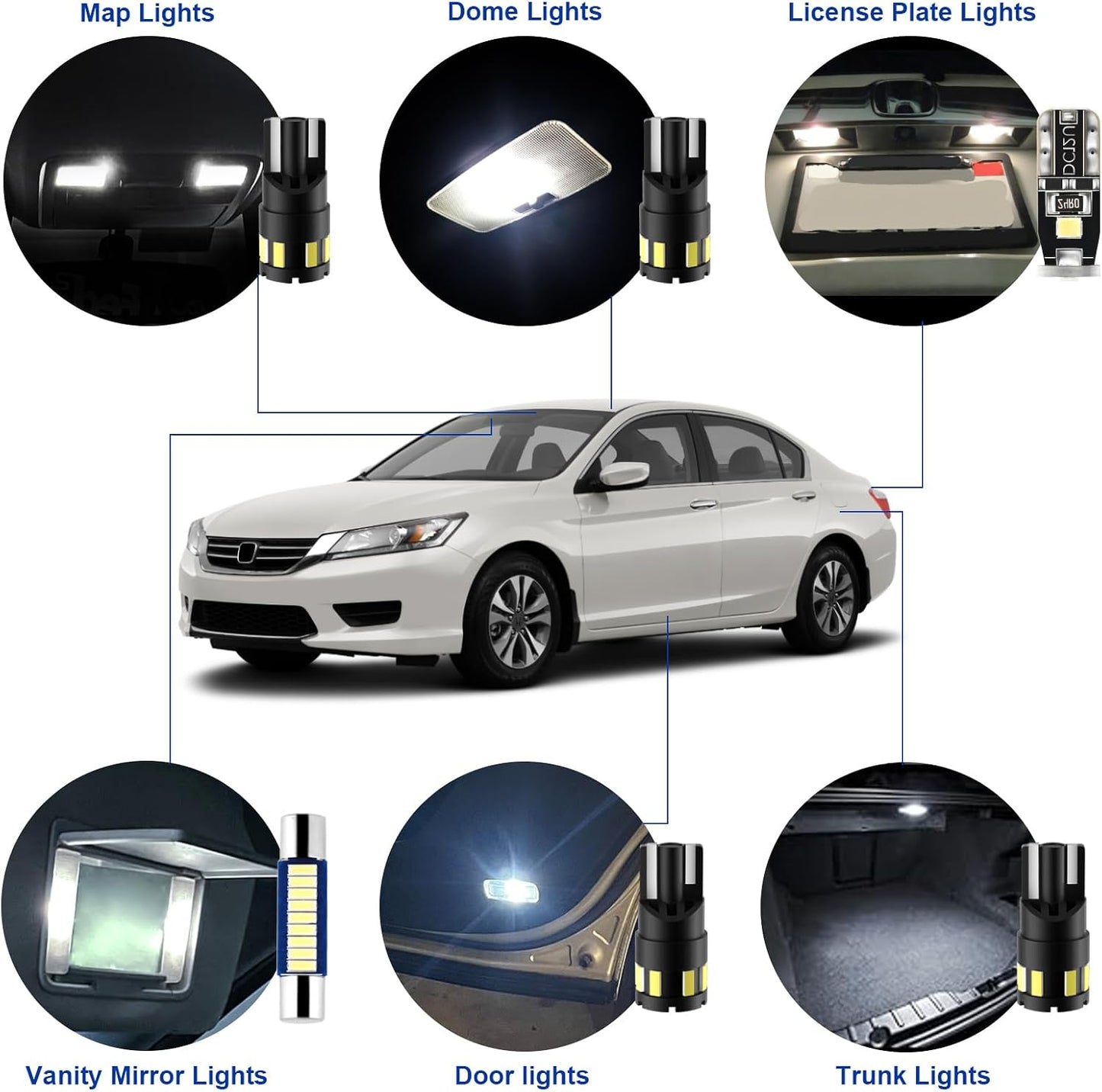 Luces LED interiores Honda Accord 13-22 14 bombillas