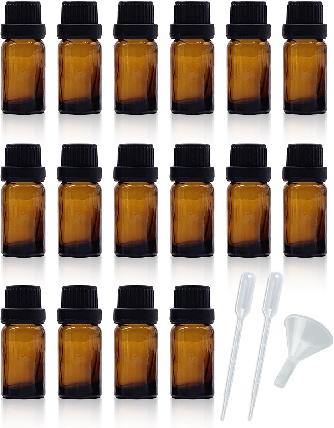 Set 50 frascos vidrio ámbar 0.3oz con tapa y reductor