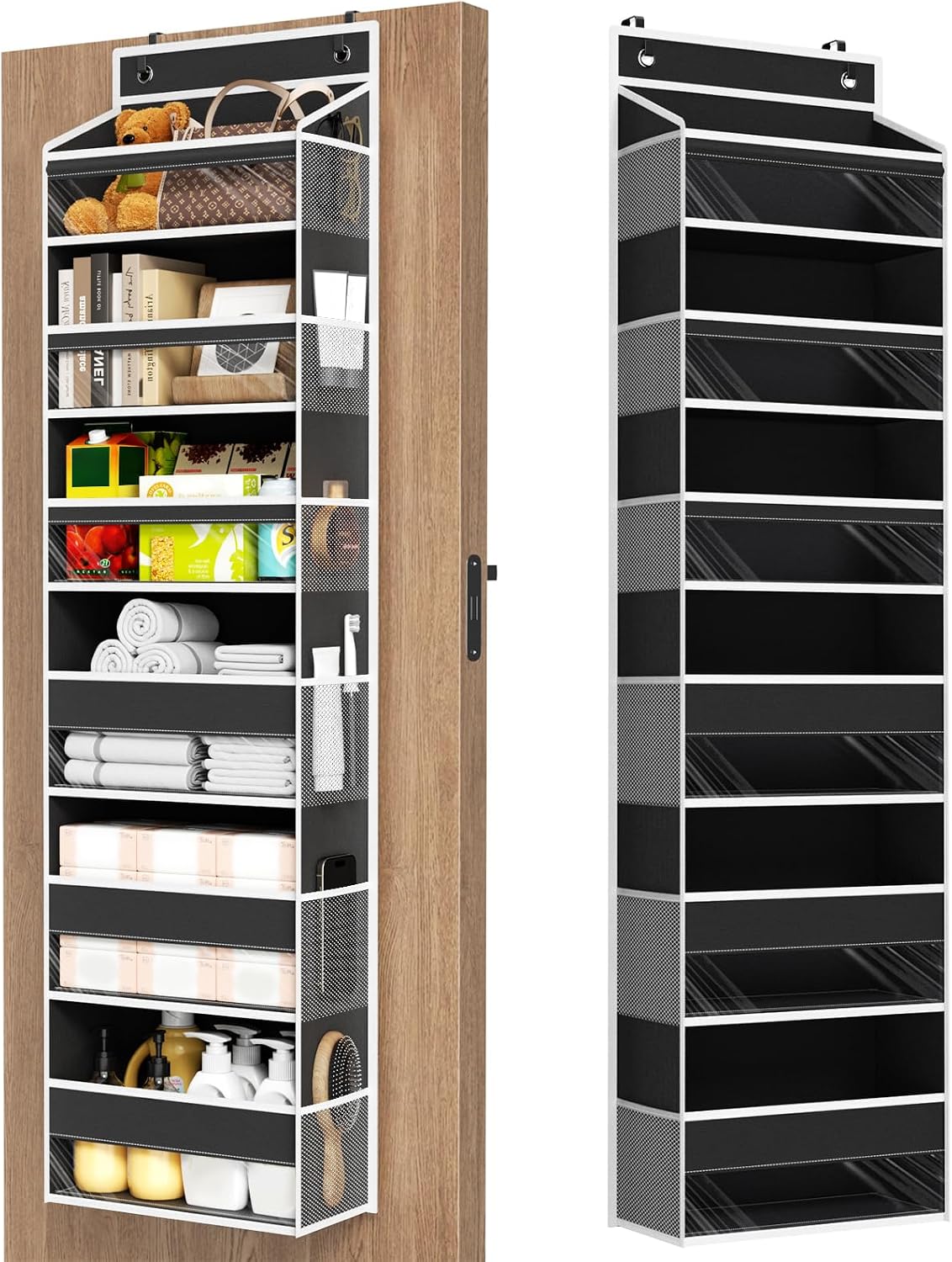 Organiz. puerta 6 niveles con bolsillos negro
