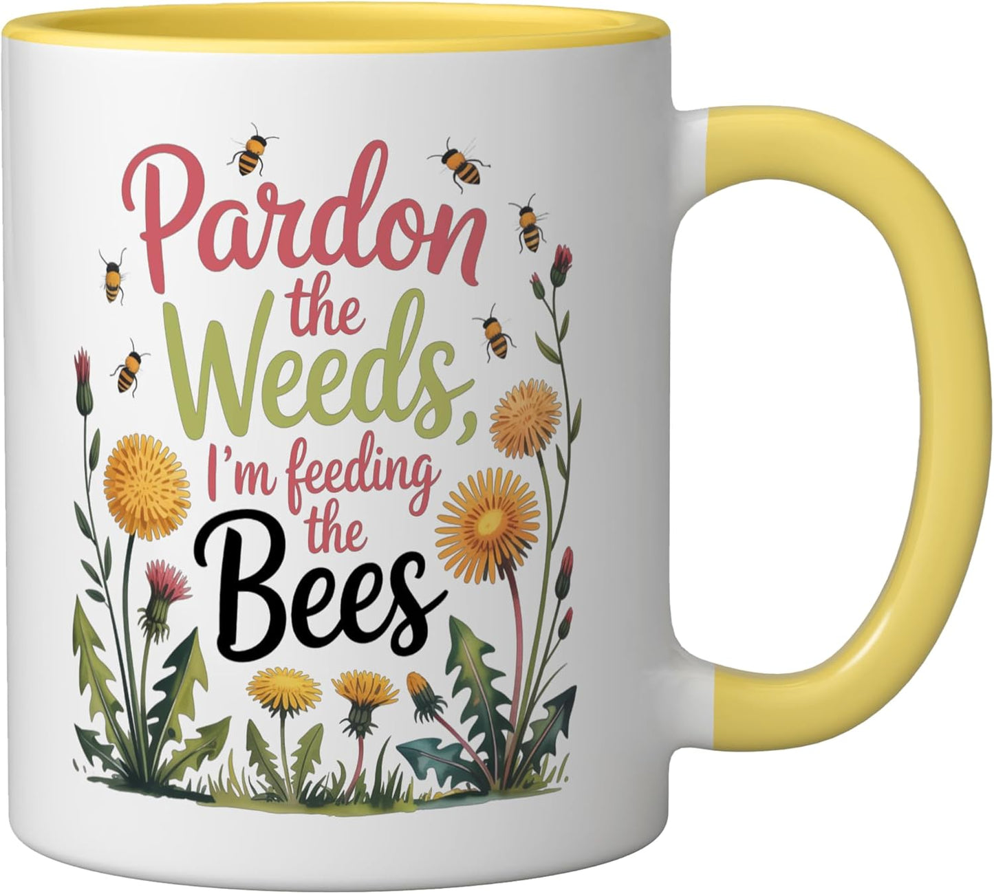 Taza Cerámica Jardín Alimenta Abejas Amarilla