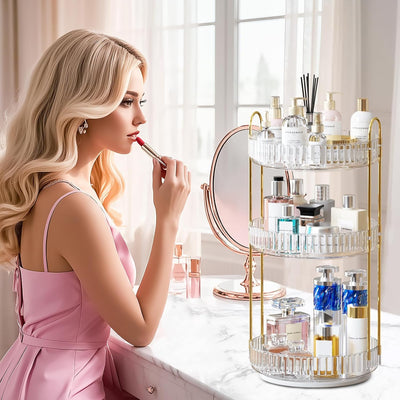 Organiz. giratorio 360° para maquillaje y baño 3 niveles