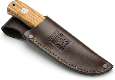 Cuchillo Erizo CO75 mango olivo hoja acero 2.95" funda cuero
