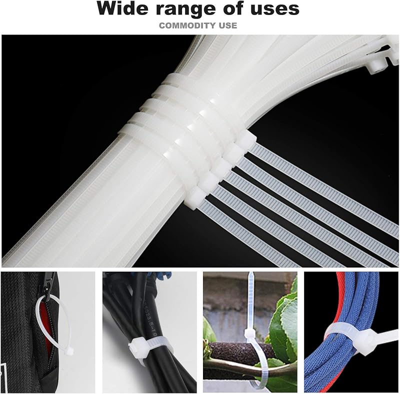 50 Bridas Plástico Cierre Automático Correas Nylon 20pulg Blanco