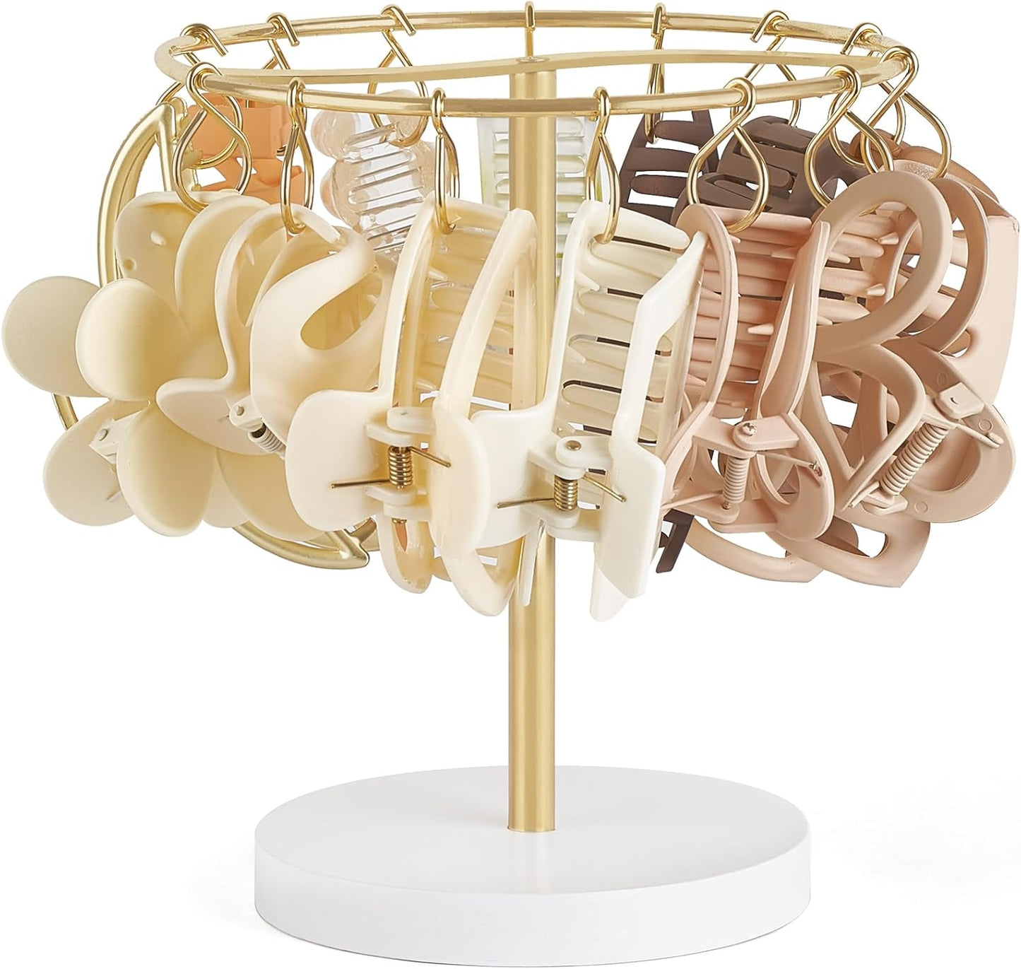 Soporte pinzas metal exhibidor accesorios cabello dorado