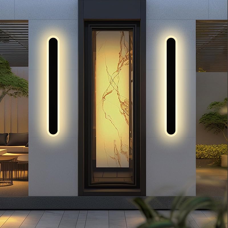 2 Apliques LED Pared 48" IP65 Negro Exteriores Regulables