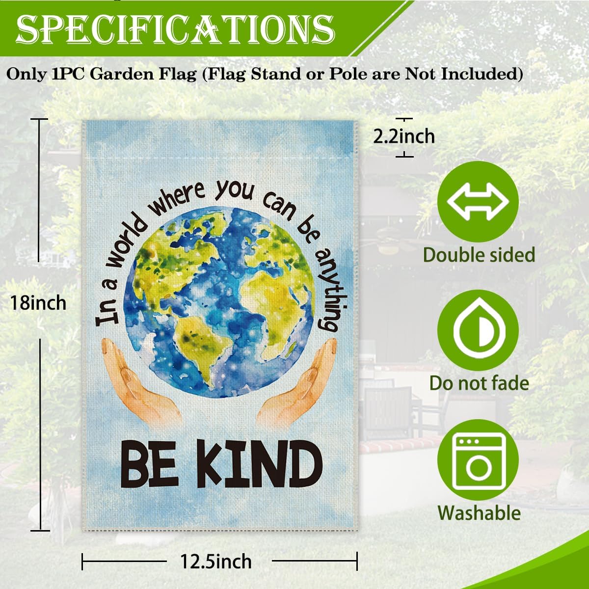 Bandera bienvenida texto inglés doble cara impermeable