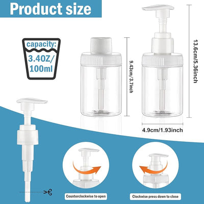 Dispensador loción 4oz plástico boca ancha set 4 transparente
