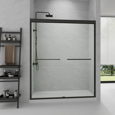 Puerta ducha deslizante 66x72pulg vidrio transparente 1/4pulg