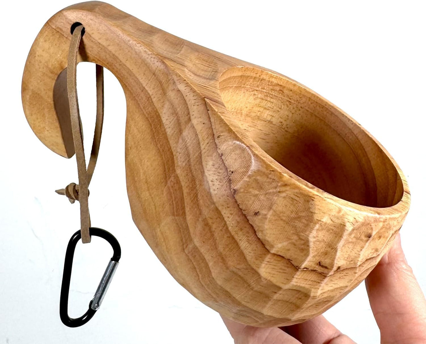 Taza madera hecha a mano con mosquetón 6oz