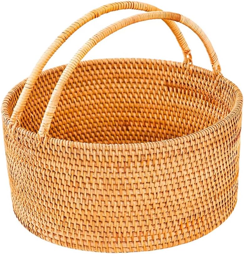 Cesta picnic tejida a mano ratán 13x13x5.1 rústico
