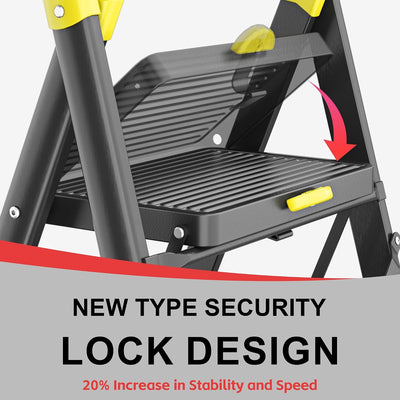 Escalera plegable 6 escalones 800lb negro amarillo