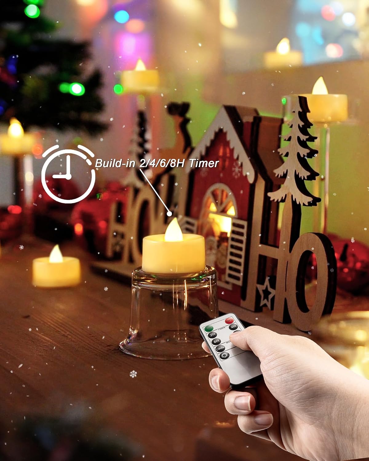 Juego 12 velas LED parpadeantes con temporizador batería