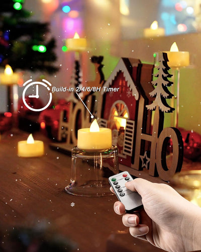 Juego 12 velas LED parpadeantes con temporizador batería