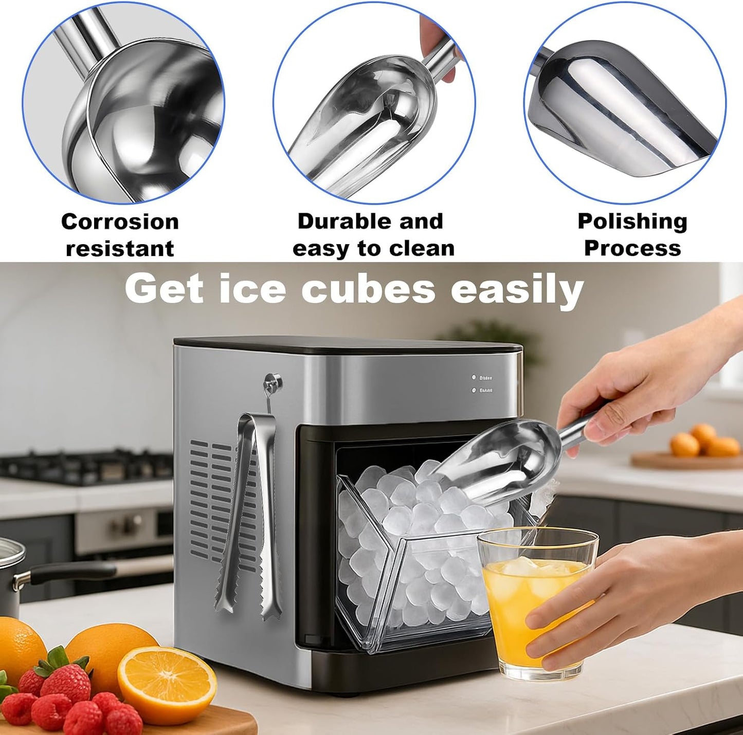 Cuchara hielo acero inox con ganchos magnéticos para Ge Opal 2.0