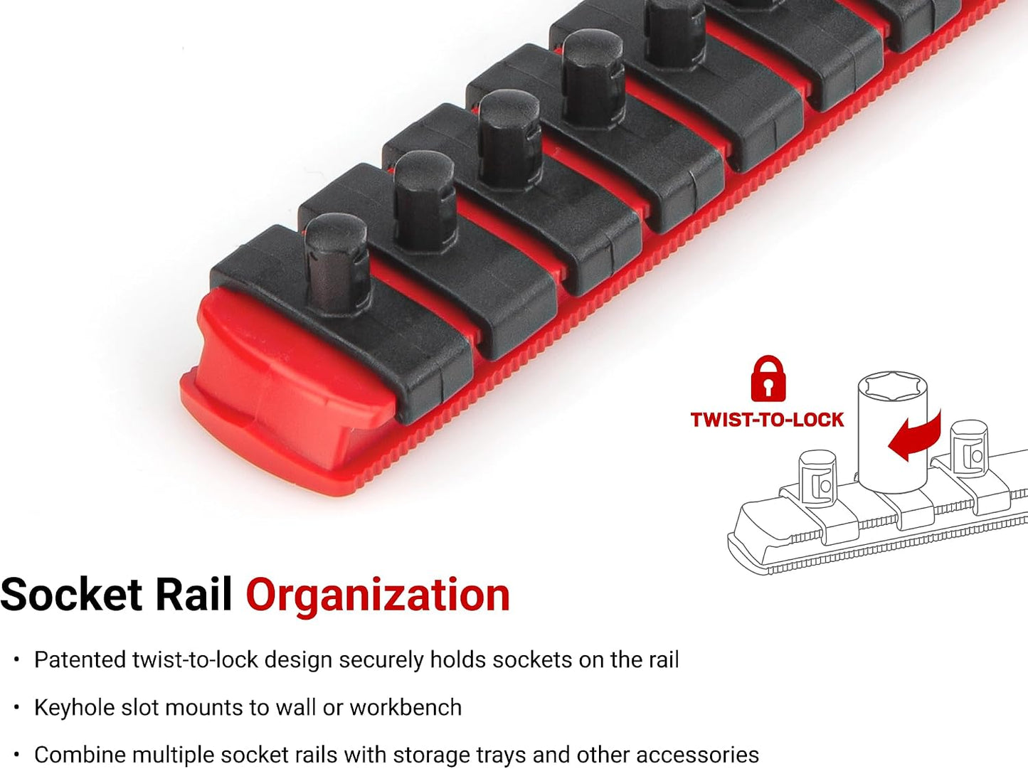 Set organiz. dados 2 rieles 1/2" transmision rojo