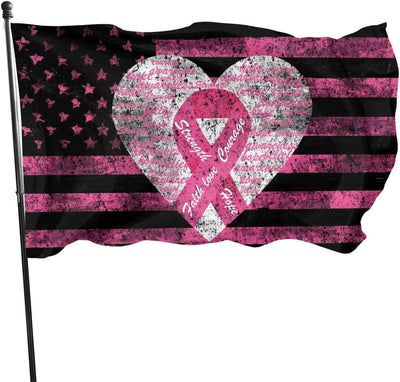 Bandera cinta rosa cáncer mama 3x5ft poliéster