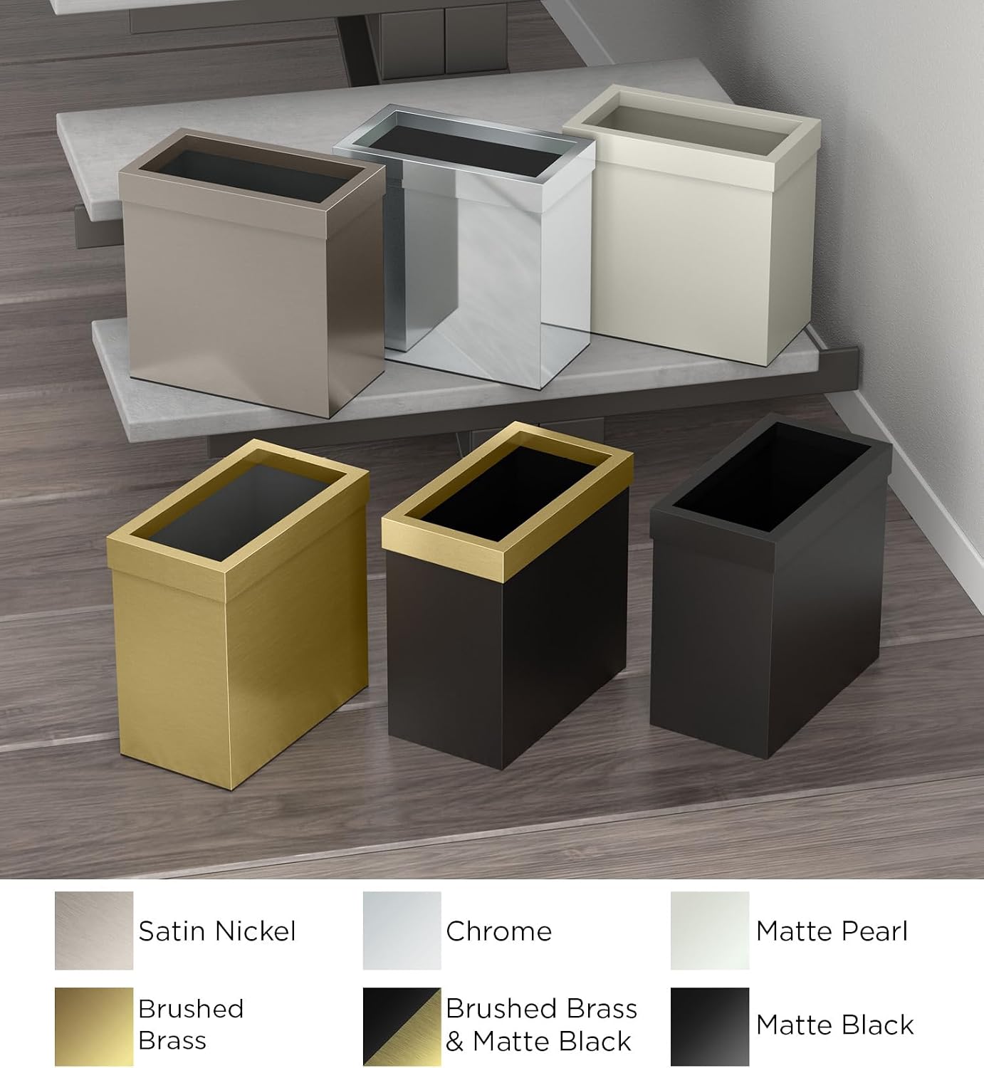 Cubo basura rectangular latón cepillado acero inox 3gal