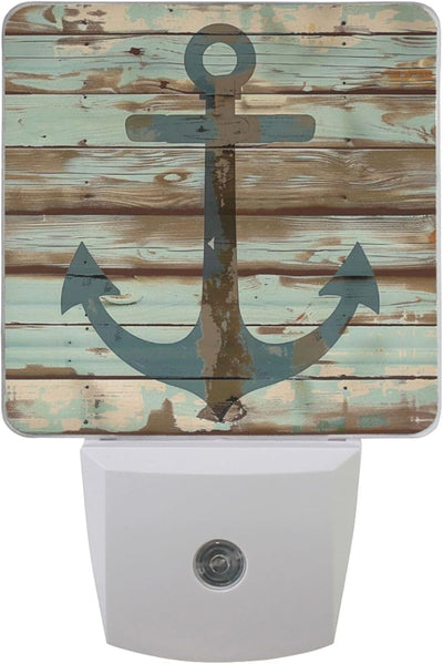 2 Luces Nocturnas Madera Vintage con Sensor Amanecer Dormitorio