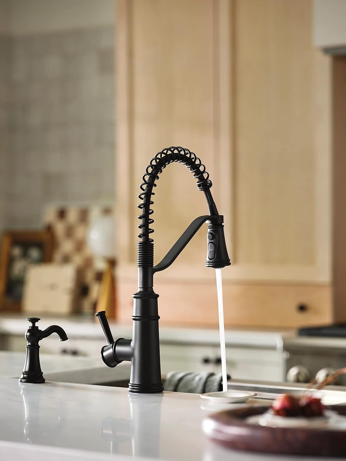 Dispensador jabón fregadero cocina negro mate