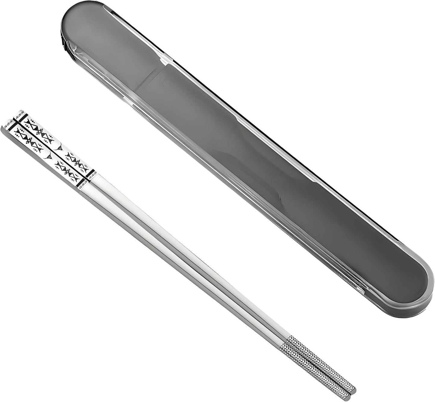 Palillos acero inox reutilizables con estuche plateado