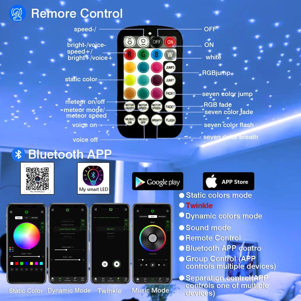 Kit luces techo RGBW 16W sensor sonido control remoto